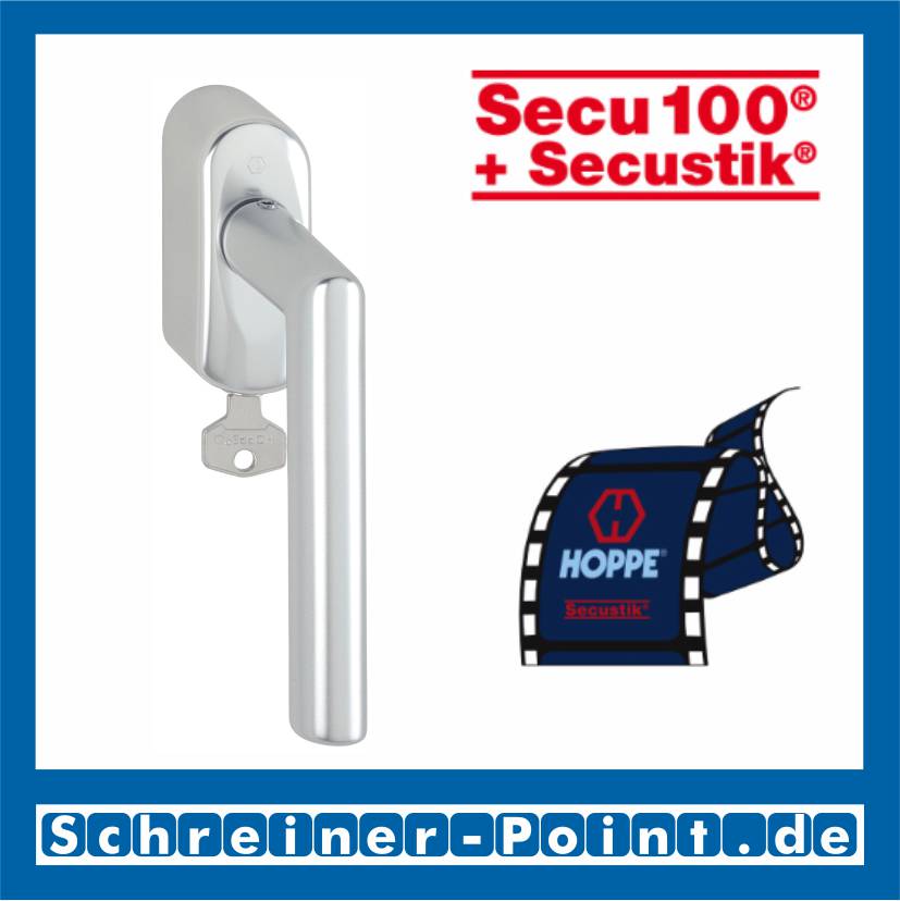 Hoppe Amsterdam Aluminium Fenstergriff abschließbar F1 Natur Secu100 + Secustik 1400/US950S (100 Nm), 3035760, 2589381, 2988569